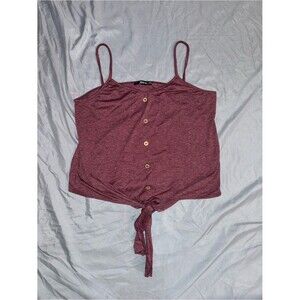 Shein Burgundy Tie-Front Spaghetti Strap Tank